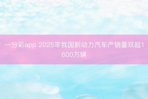 一分彩app 2025年我國新動力汽車產銷量雙超1600萬輛