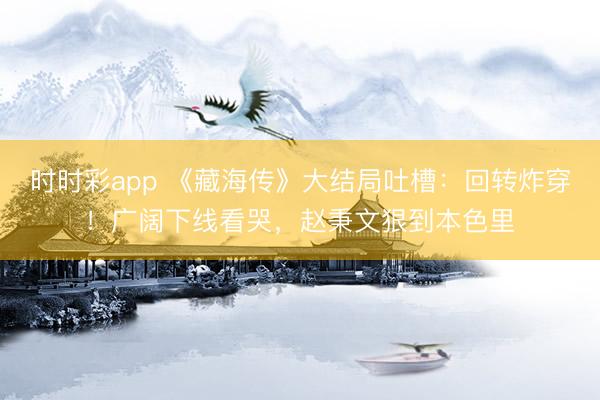 時時彩app 《藏海傳》大結局吐槽：回轉炸穿！廣闊下線看哭，趙秉文狠到本色里
